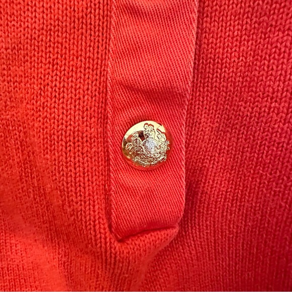 Lauren Ralph Lauren Green Label Knit Sweater Gold Buttons Orange Jumper Size 1X - Picture 4 of 9